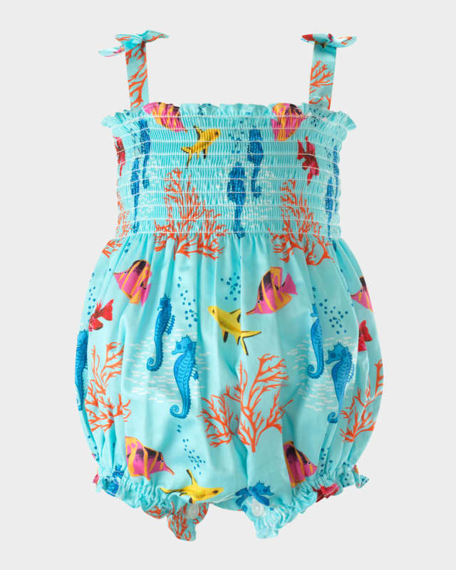 Girl's Coral Reef Bubble Romper, Size 3M-